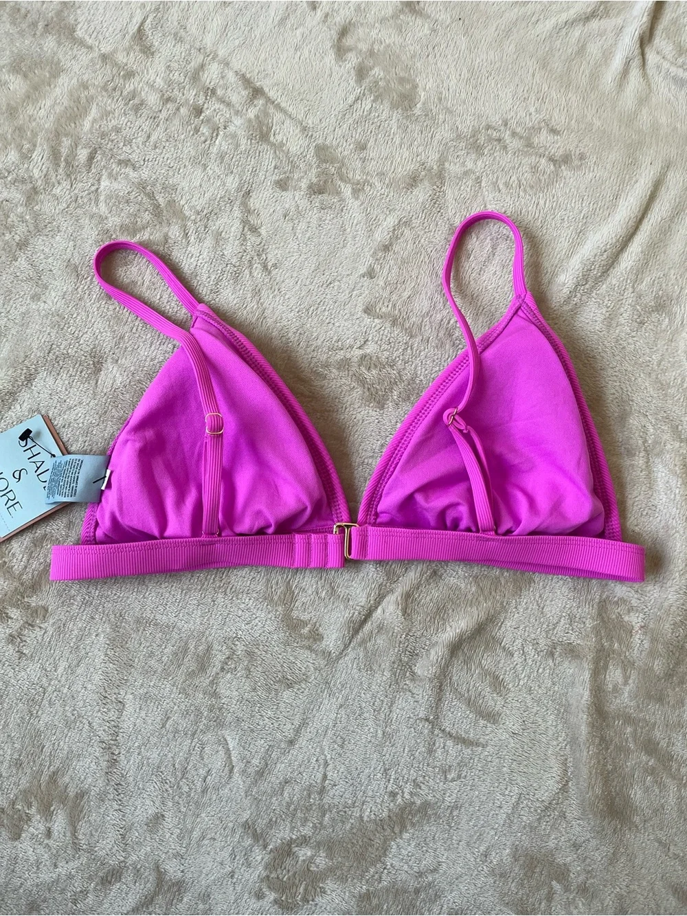 Shade & Shore Women’s Fuchsia Ribbed Triangle Bikini Top Large (12-14) NWT